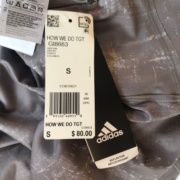 Brand New Adidas Mid Rise 7/8 Gray Reflective Running Workout Leggings - Picture 16 of 16